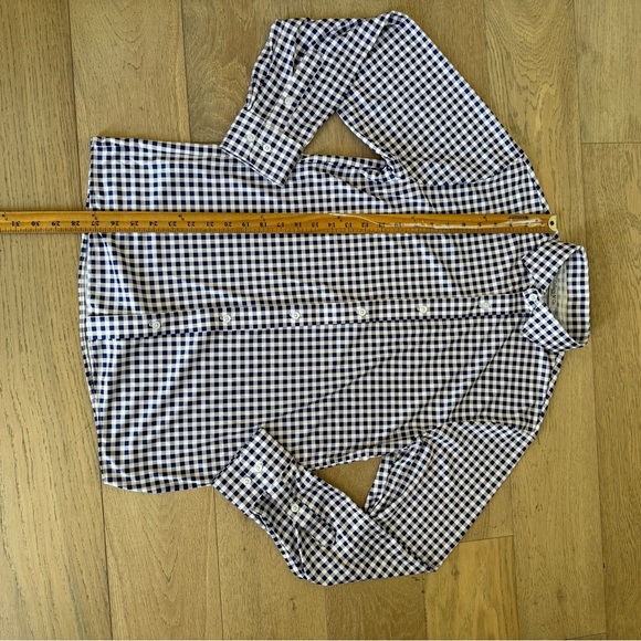 Men's Blue Checkered Casual Button Down Shirt - Picture 4 of 5